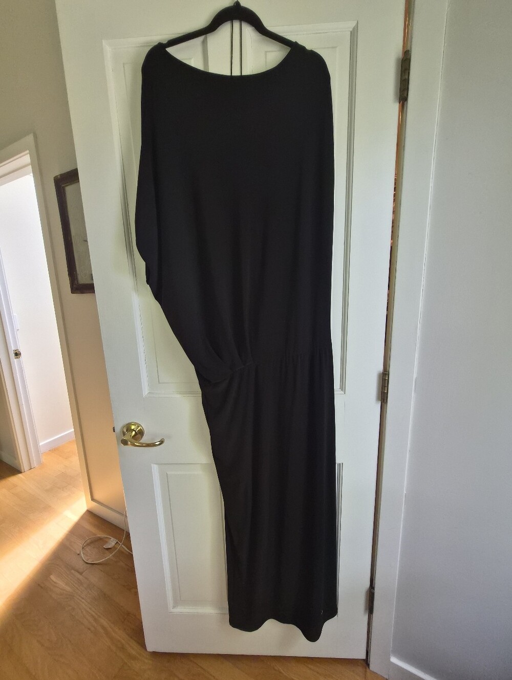 MEG Blu’s Gown Black Draped Asymmetric Maxi Dress - Picture 6 of 8